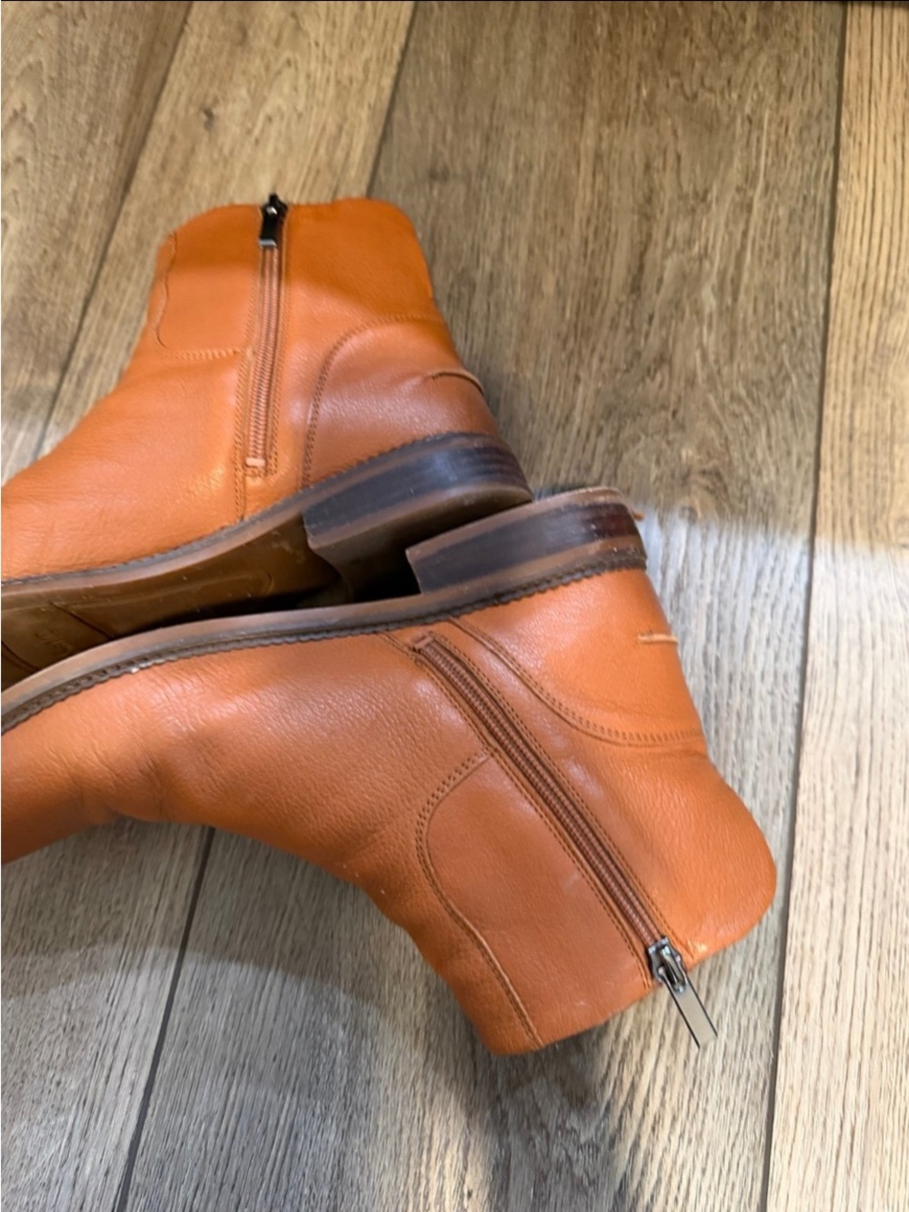 Franco Sarto Women’s Burnt Orange Leather Ankle Boots Size 10 - Picture 5 of 10